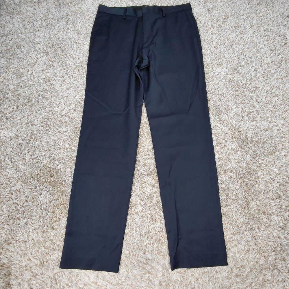 J Crew Ludlow Pants Mens 32x32 Navy Blue Four Season Wool Blend Slacks Classic